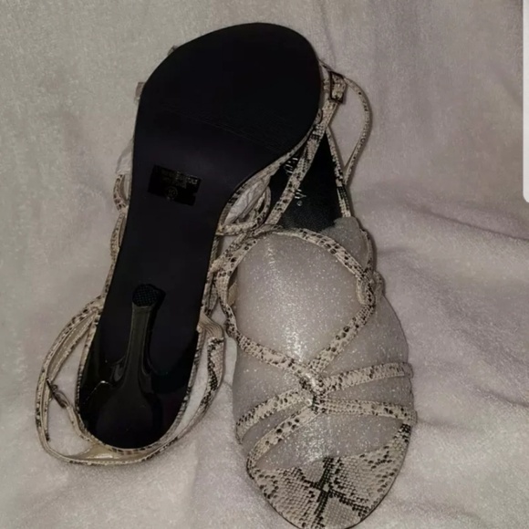 Delicious Faux Snake Skin stiletto sandals - Picture 2 of 2